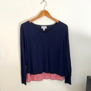 Acne Studios Blue Once V-Neck Rayon Long Sleeve Shirt- Size XS